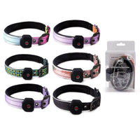 HKM-3202749 Luminous USB Charging Reflective Stripe Dog Collar in Blue and Green Plaid