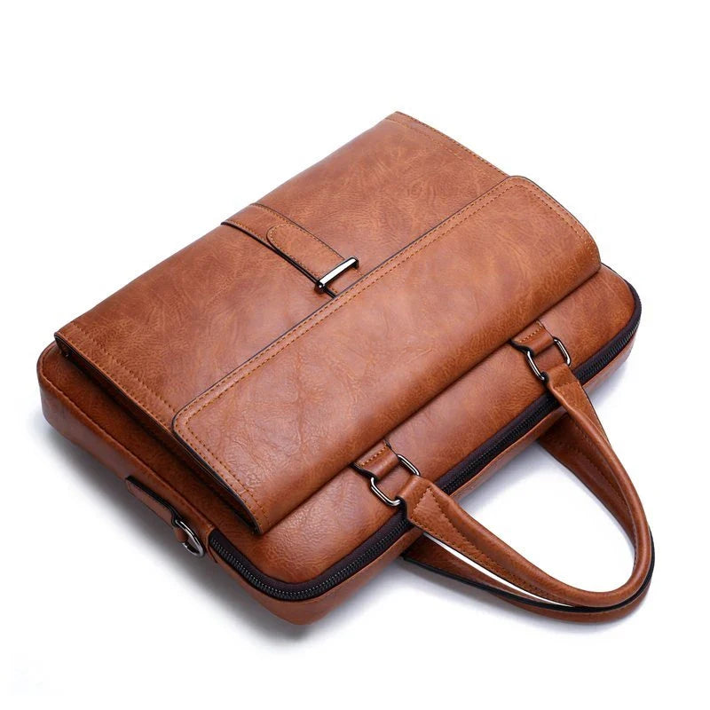 HKM-320275 Custom PU Leather Business Briefcase - Large Capacity Single Shoulder Messenger Bag for Laptops