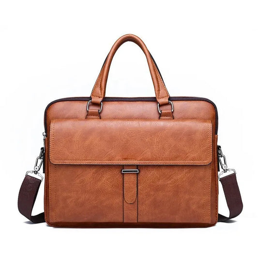 HKM-320275 Custom PU Leather Business Briefcase - Large Capacity Single Shoulder Messenger Bag for Laptops