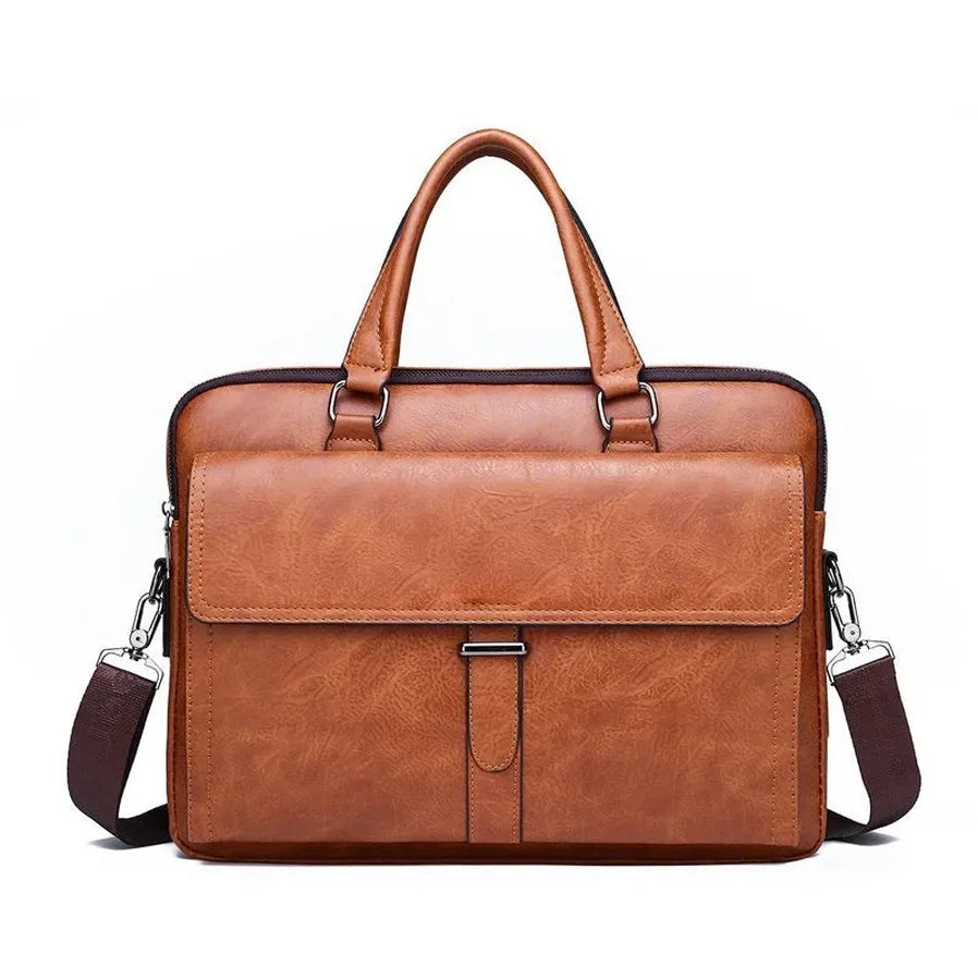 HKM-320275 Custom PU Leather Business Briefcase - Large Capacity Single Shoulder Messenger Bag for Laptops