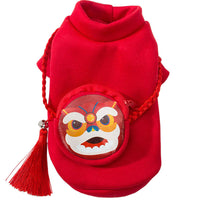HKM-3203133 Spring Lion Dance Hoodie for Dogs, Soft Shredded Milk Fabric, Universal Fit