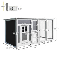 HKM-3204413 Wooden Chicken Coop with Run Box, Nesting Box, and Waterproof Roof for Up to 2 Chickens