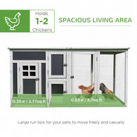 HKM-3204413 Wooden Chicken Coop with Run Box, Nesting Box, and Waterproof Roof for Up to 2 Chickens