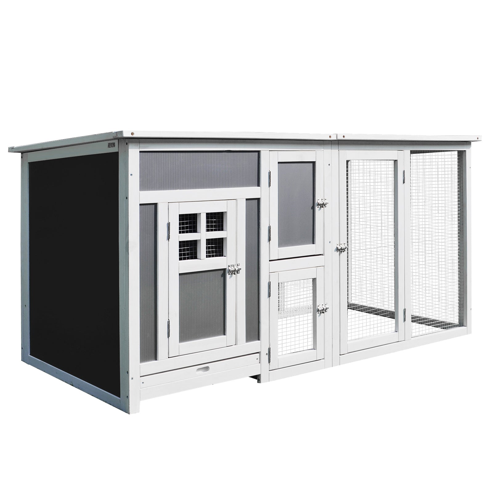 HKM-3204413 Wooden Chicken Coop with Run Box, Nesting Box, and Waterproof Roof for Up to 2 Chickens