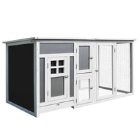 HKM-3204413 Wooden Chicken Coop with Run Box, Nesting Box, and Waterproof Roof for Up to 2 Chickens
