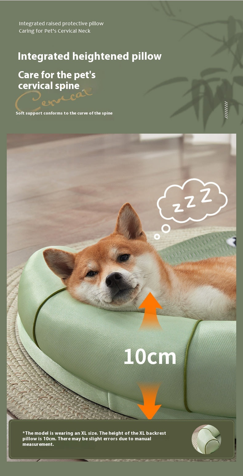 HKM-3204797 Cool Feeling Pet Bed - Four Seasons Universal Cat and Dog Nest in Green Bamboo Panda Design