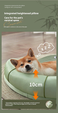 HKM-3204797 Cool Feeling Pet Bed - Four Seasons Universal Cat and Dog Nest in Green Bamboo Panda Design
