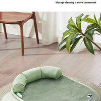HKM-3204797 Cool Feeling Pet Bed - Four Seasons Universal Cat and Dog Nest in Green Bamboo Panda Design