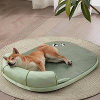 HKM-3204797 Cool Feeling Pet Bed - Four Seasons Universal Cat and Dog Nest in Green Bamboo Panda Design