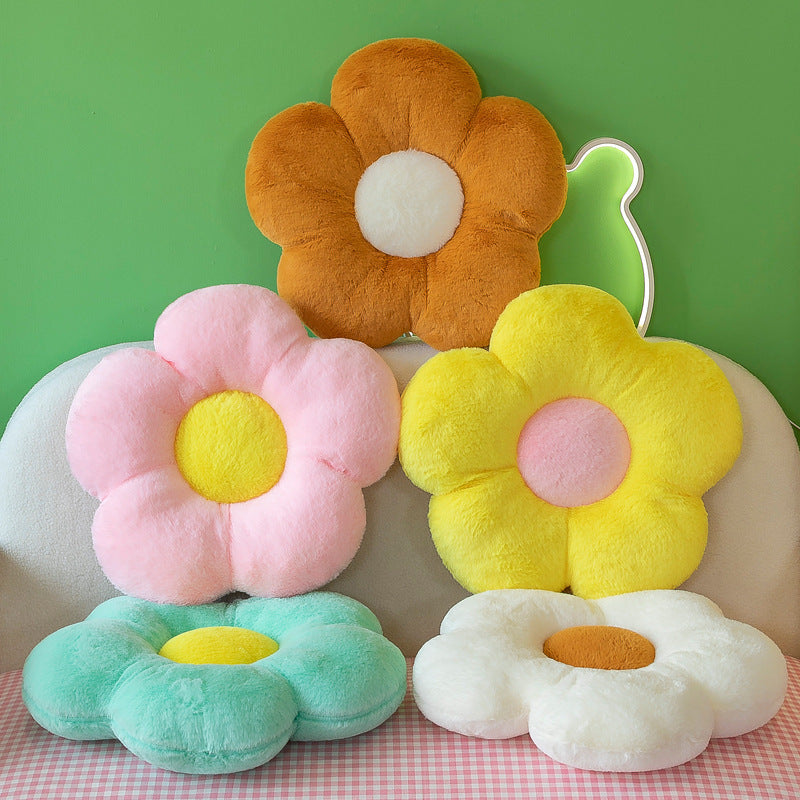 HKM-320531 Flower Shaped Cushion Pillow for Office Chairs - 35cm Soft Plush, Multiple Colors