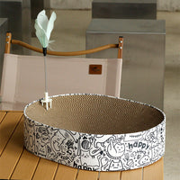 HKM-3206717 Oval Cat Scratch Board Nest - Corrugated Paper, 33x43x10cm, Simple Design