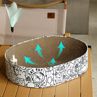 HKM-3206717 Oval Cat Scratch Board Nest - Corrugated Paper, 33x43x10cm, Simple Design