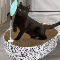 HKM-3206717 Oval Cat Scratch Board Nest - Corrugated Paper, 33x43x10cm, Simple Design