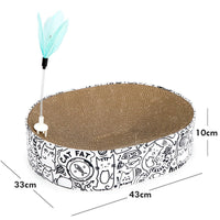 HKM-3206717 Oval Cat Scratch Board Nest - Corrugated Paper, 33x43x10cm, Simple Design