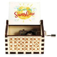 HKM-320723 Custom Hand Crank Wooden Music Box - You Are My Sunshine Design