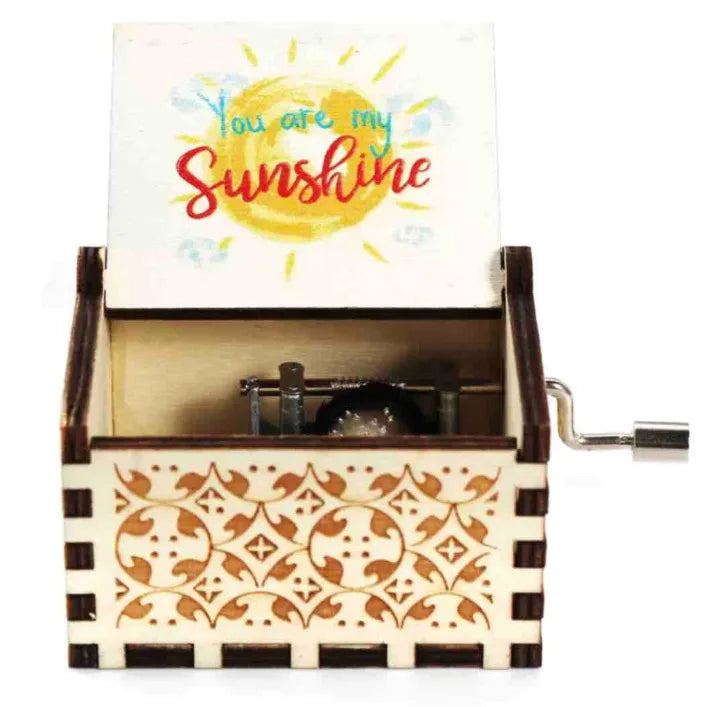 HKM-320723 Custom Hand Crank Wooden Music Box - You Are My Sunshine Design