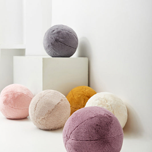 HKM-320723 Round Plush Decorative Pillow Cushion in Solid Colors