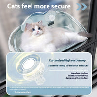 HKM-3208125 Detachable Wall-Mounted Cat Hammock with Strong Suction Cups - Transparent Design