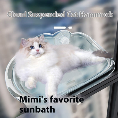 HKM-3208125 Detachable Wall-Mounted Cat Hammock with Strong Suction Cups - Transparent Design