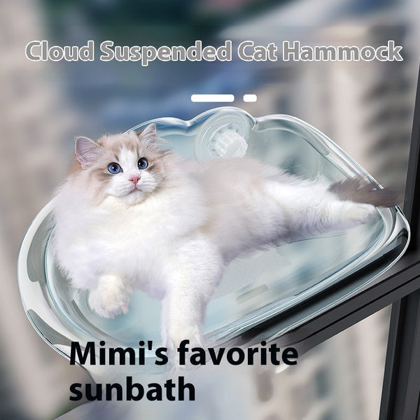 HKM-3208125 Detachable Wall-Mounted Cat Hammock with Strong Suction Cups - Transparent Design