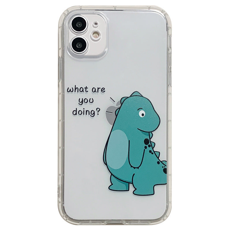 HKM-320979 Couple Transparent TPU Soft Case for iPhone - Cute Cartoon Animal Design