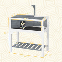 HKM-3210173 Gray Wooden Tortoise Habitat with Storage Shelf and Openable Top, Dual Compartment Enclosure with Clear Windows