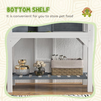 HKM-3210173 Gray Wooden Tortoise Habitat with Storage Shelf and Openable Top, Dual Compartment Enclosure with Clear Windows