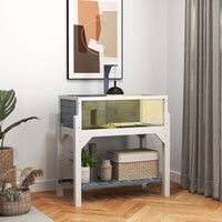 HKM-3210173 Gray Wooden Tortoise Habitat with Storage Shelf and Openable Top, Dual Compartment Enclosure with Clear Windows