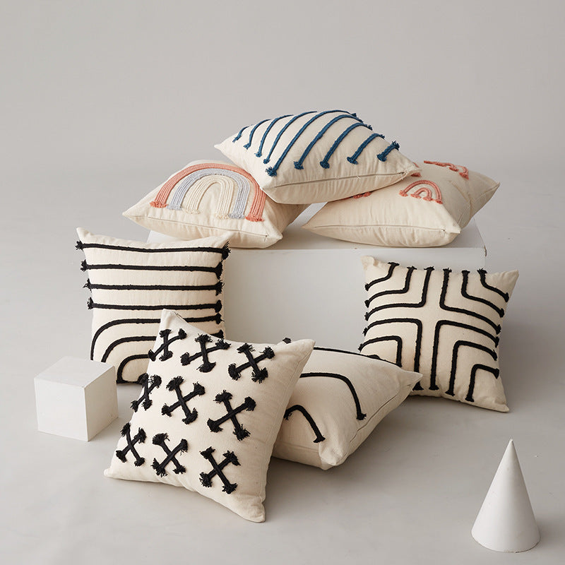 HKM-321043 Minimalist Line Art Pillow Cover - 45x45cm in Various Colors and Fabrics