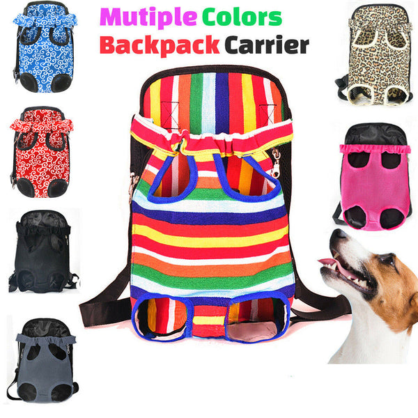 HKM-3213757 Portable Striped Canvas Pet Backpack – Breathable Mesh and Cotton Design, Available in Multiple Colors and Sizes