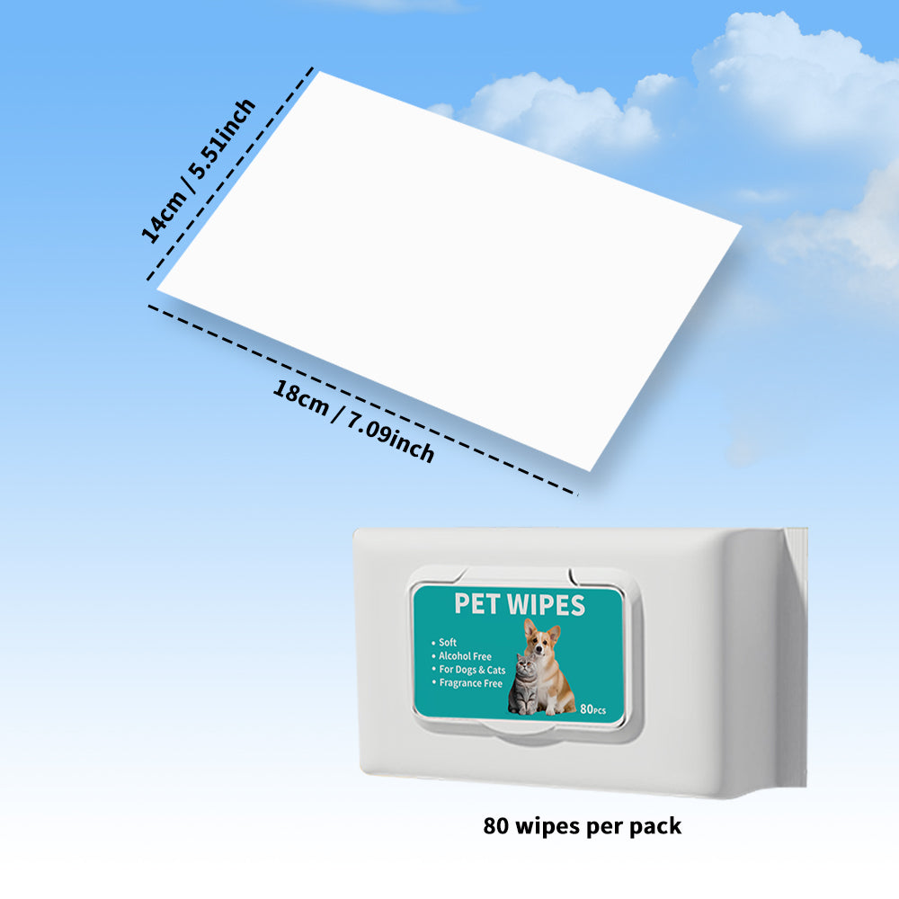 HKM-3214141 Gentle Unscented Pet Wipes for Dogs & Cats - Alcohol-Free Grooming Wipes for Paws, Body & Bum - 100 Sheets