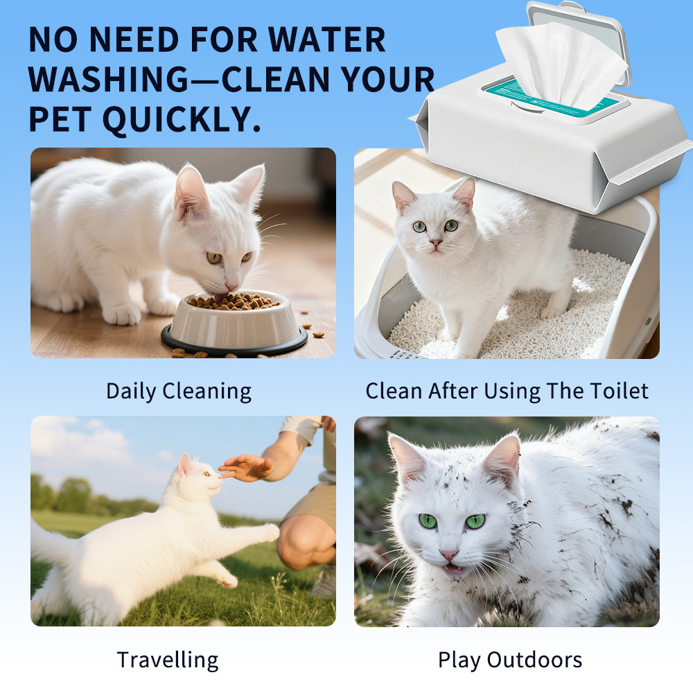 HKM-3214141 Gentle Unscented Pet Wipes for Dogs & Cats - Alcohol-Free Grooming Wipes for Paws, Body & Bum - 100 Sheets