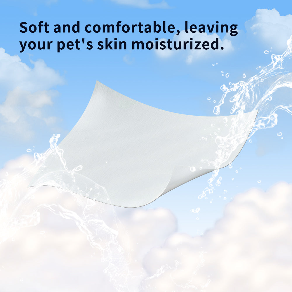 HKM-3214141 Gentle Unscented Pet Wipes for Dogs & Cats - Alcohol-Free Grooming Wipes for Paws, Body & Bum - 100 Sheets