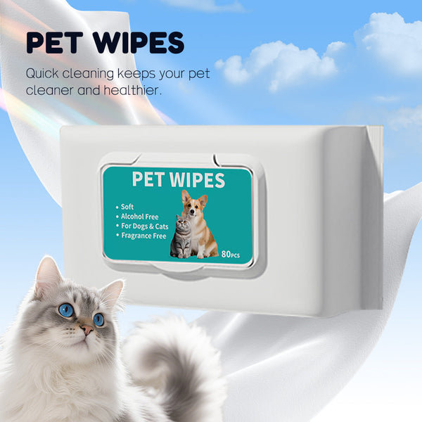 HKM-3214141 Gentle Unscented Pet Wipes for Dogs & Cats - Alcohol-Free Grooming Wipes for Paws, Body & Bum - 100 Sheets