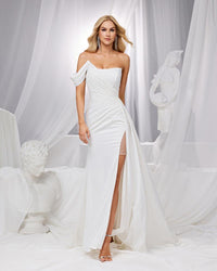 HKM-321427 Elegant White Evening Dress for Women - Model EZ25192