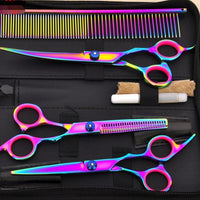 HKM-321427 Professional Pet Grooming Scissors Set with Thinning Shears and Maintenance Tools - 4CR Material, 17.5 cm Length