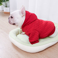HKM-3214653 Light Gray Double-Padded Hoodie Cardigan for Pugs and Fat Dogs, Cotton Material, Sizes S-XXL