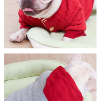 HKM-3214653 Light Gray Double-Padded Hoodie Cardigan for Pugs and Fat Dogs, Cotton Material, Sizes S-XXL