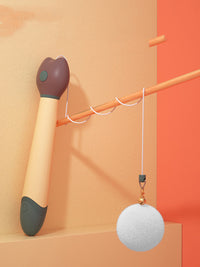 HKM-3217085 Feather Cat Toy with Plush Ball and Sturdy Stick for Playful Kittens