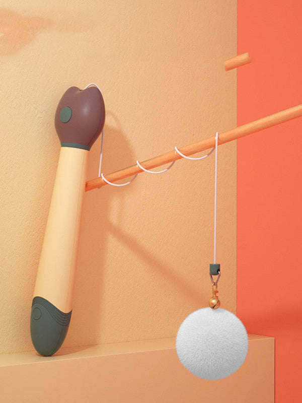 HKM-3217085 Feather Cat Toy with Plush Ball and Sturdy Stick for Playful Kittens
