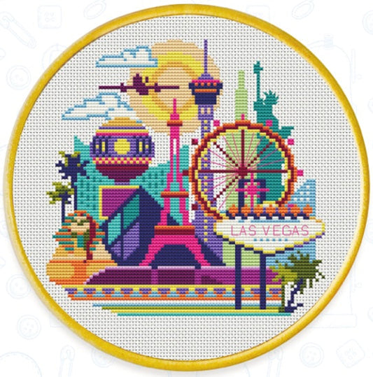 HKM-321875 Colorful City Cotton Cross Stitch Kit for Living Room Décor