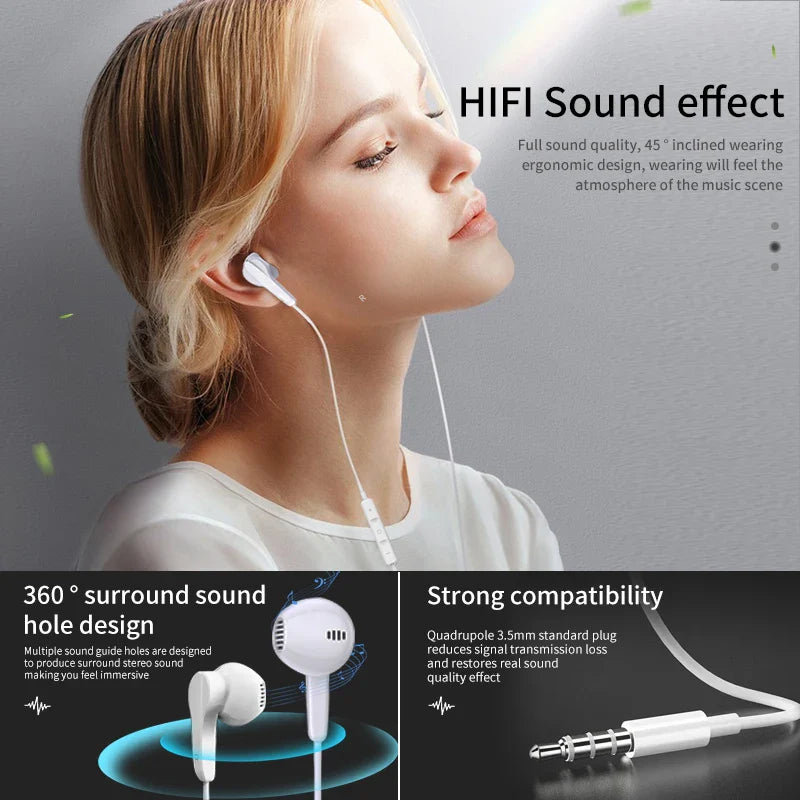 HKM-321875 Wired In-Ear Stereo Headphones with Noise Cancelling and HD Microphone for Apple and Android Devices