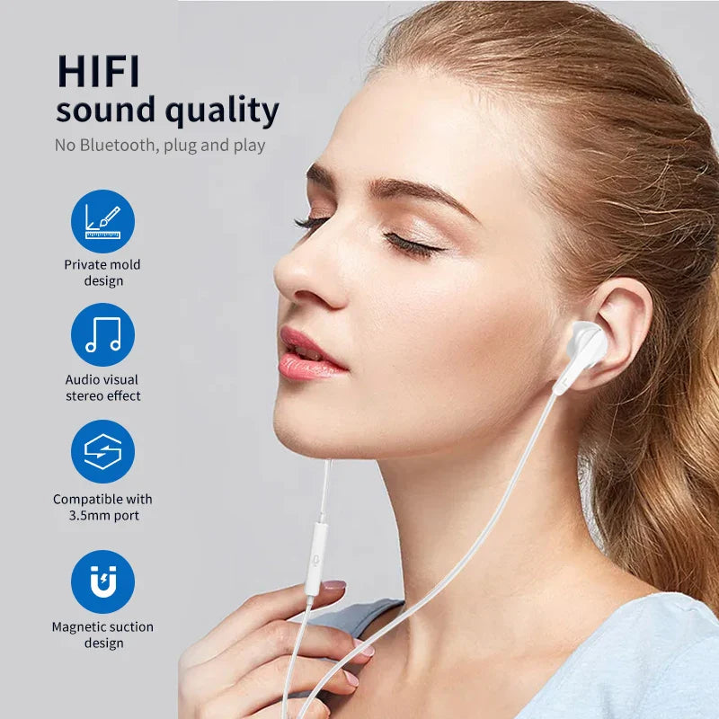 HKM-321875 Wired In-Ear Stereo Headphones with Noise Cancelling and HD Microphone for Apple and Android Devices