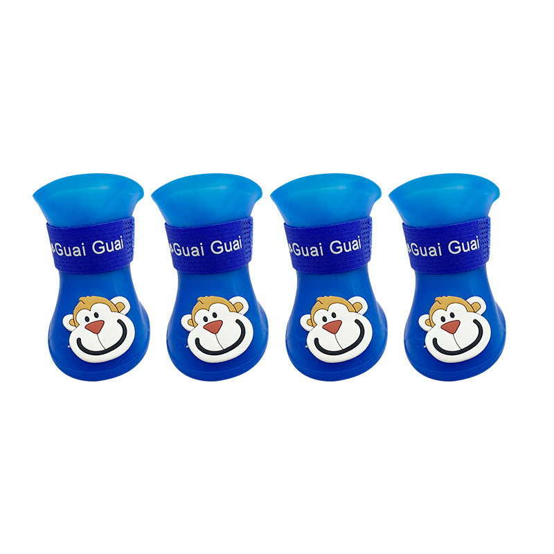 HKM-3218877 Cartoon Waterproof Non-Slip Silicone Pet Boots for Summer - Set of 4