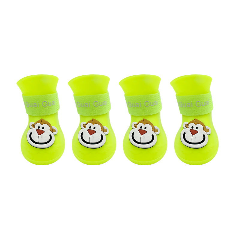 HKM-3218877 Cartoon Waterproof Non-Slip Silicone Pet Boots for Summer - Set of 4