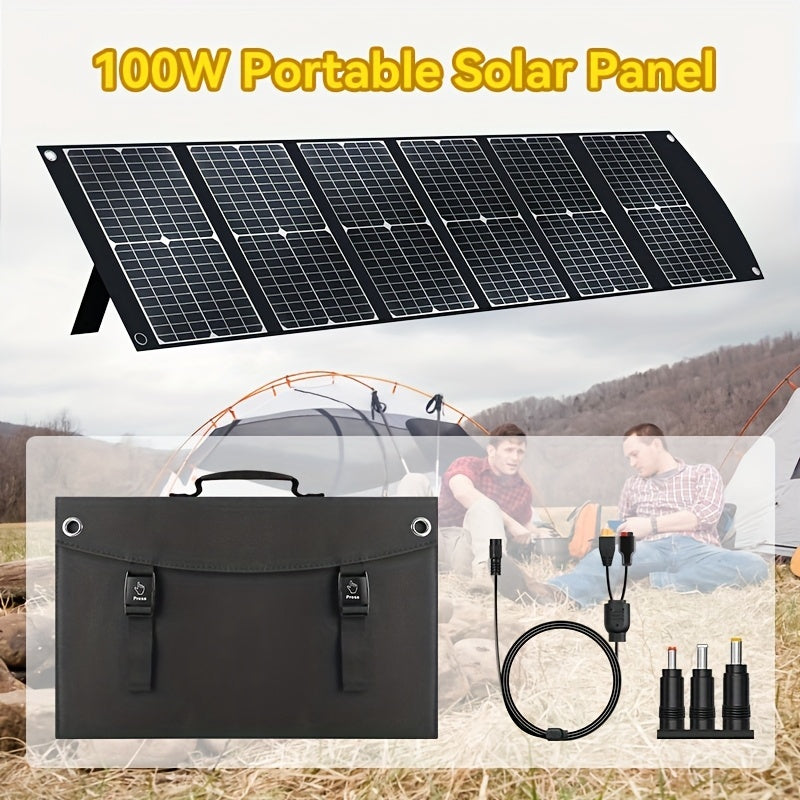 HKM-321939 100W Portable Foldable Solar Panel with USB-C PD3.0, USB-A QC3.0, and DC 20V Output for Camping and Outdoor Activities