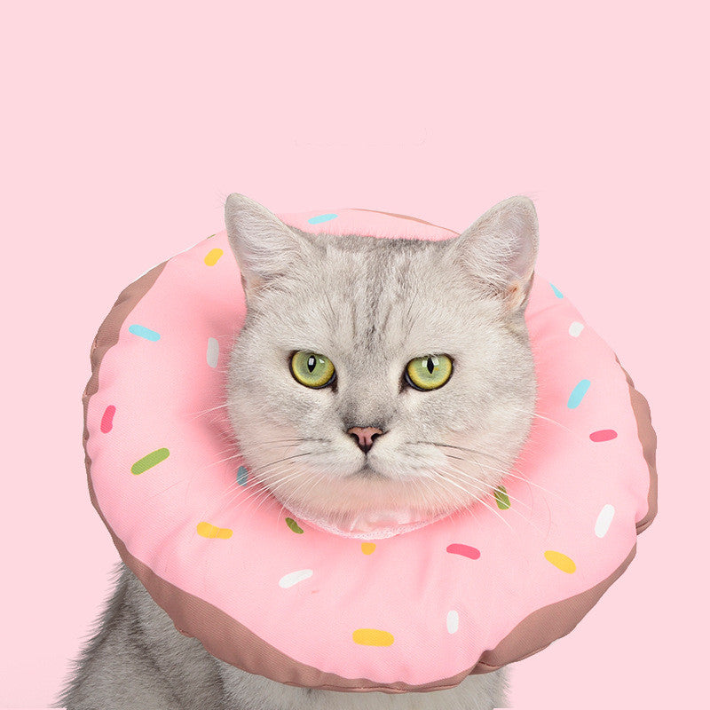 HKM-3219645 Cat Headgear Waterproof Soft Cloth Elizabethan Collar for Anti-Licking & Biting - Multiple Donut Designs