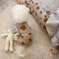 HKM-3220413 Cozy Bear One-Piece Jumpsuit for Dogs - Milky White & Brown, Pure Cotton, Sizes S to 2XL