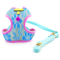 HKM-3221309 Fashionable Lace Mesh Pet Traction Rope in Blue, Purple, and Rose - Available in Multiple Sizes