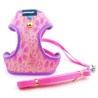 HKM-3221309 Fashionable Lace Mesh Pet Traction Rope in Blue, Purple, and Rose - Available in Multiple Sizes
